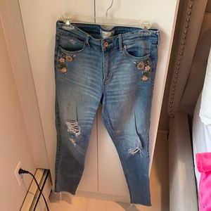 AF Super skinny high rise embroidered denim